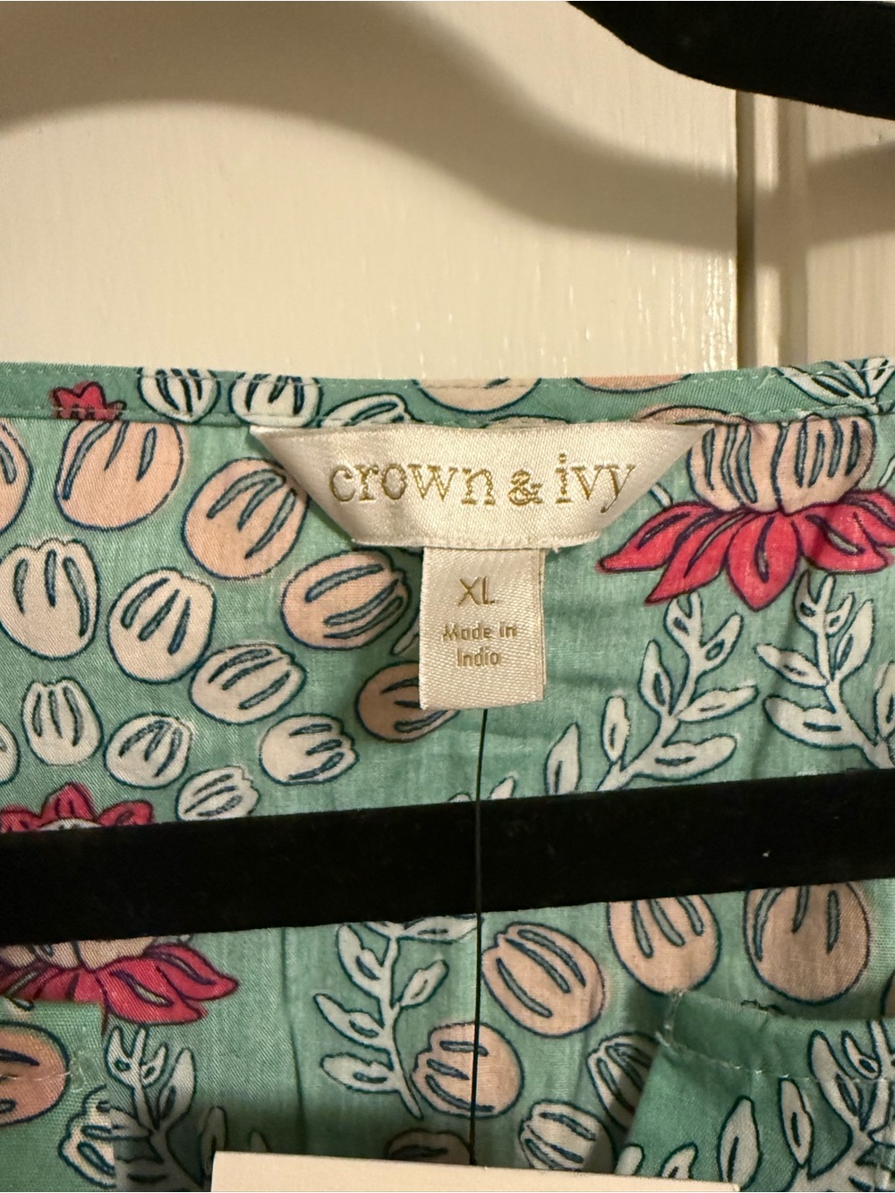 crown & ivy Teal Maxi Dress with Pink Floral Motif - Picture 3 of 9